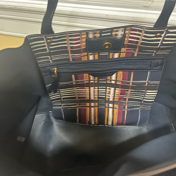 Tory Burch multicolor plaid tote bag - Picture 3 of 4